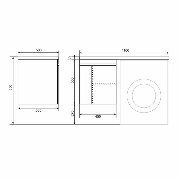 Тумба под стиральную машину Uperwood Magenta, 50 см, подвесная, белая/графит, с дверцами фото 10