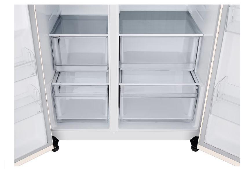 Холодильник LG GC-B257KEHW бежевый двухкамерный 422/206 л., морозилка слева, No Frost, Side by Side фото 8