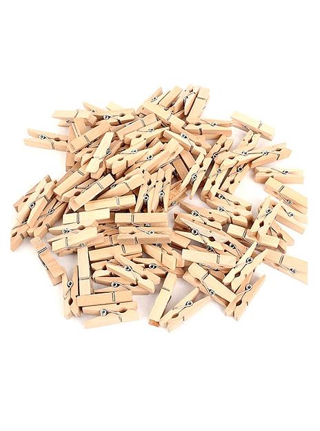 Прищепка-мини для бокала дерево 2,5 см. светлая 100 шт/уп /1/ фото 1