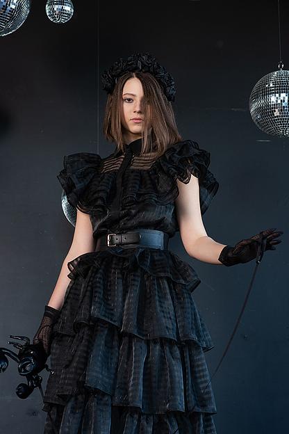 Чёрное нарядное платье «Уэнсдей» ОПТ фото 1