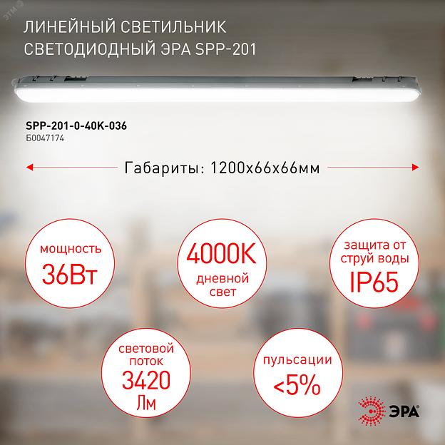 Светильник светодиодный линейный SPP-201-0-40K-036 IP65 36Вт 3420Лм 4000К 1200мм мат | Б0047174 | ЭРА фото 4
