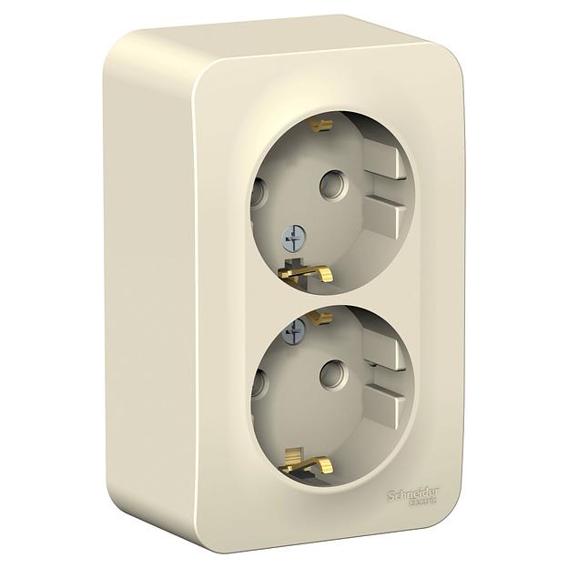 Systeme electric BLNRA010212 BLANCA О/У РОЗЕТКА двойная с заземл. без штор. ИЗОЛ.ПЛ.,16А, 250В, МОЛОЧНЫЙ фото 1
