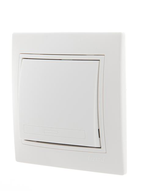 Выключатель одноклавишный, белый, с белой вставкой фото 1
