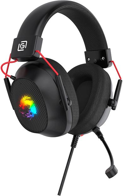 Наушники с микрофоном Оклик HS-L305G черный/красный 2м мониторные оголовье (2060511) фото 2