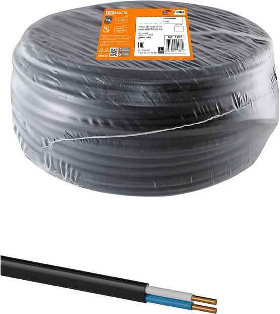 Кабель ВВГ-П нг(А)-LS 2х4 ок(N)-0,66 ГОСТ (100м) TDM фото 1