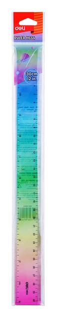 Линейка Deli EH654 пластик дл.30см ассорти фото 2