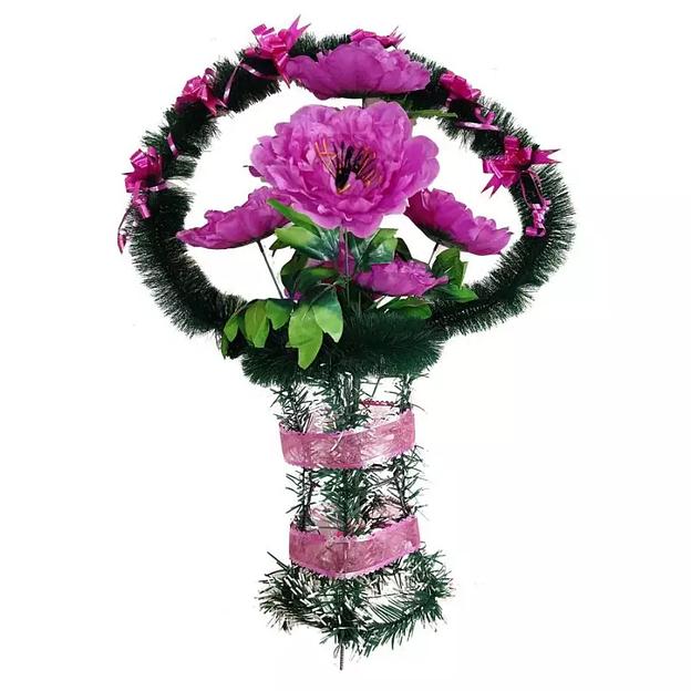 Корзина ритуал. Достойный пион с бантом г508-н287 85см фото 2