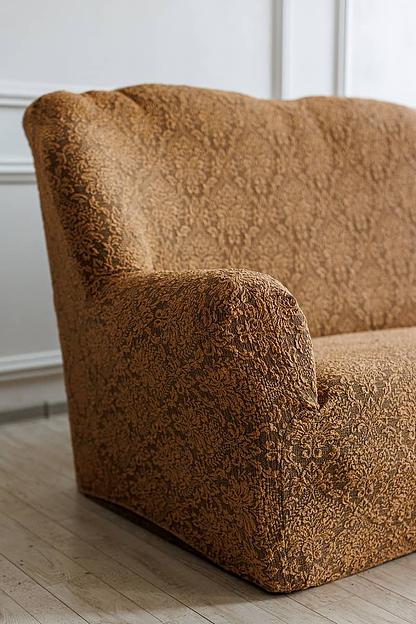 Чехол на трёхместный диван Чехлы&Пледы «Жаккард Вензель» кофе ОПТ фото 4