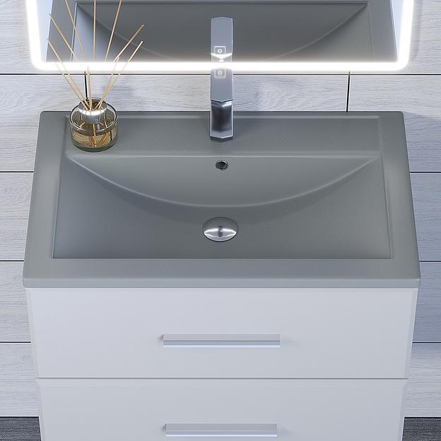 Раковина кварцевая для ванной Uperwood Foster Quartz 70 см, серая матовая, бетон фото 2