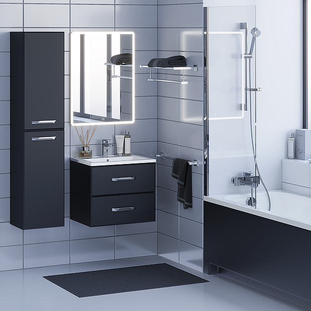 Тумба с раковиной для ванной Uperwood Foster 60 см, подвесная, черная фото 6