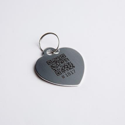 QR адресник серебристый «Сердечко» на ошейник фото 1