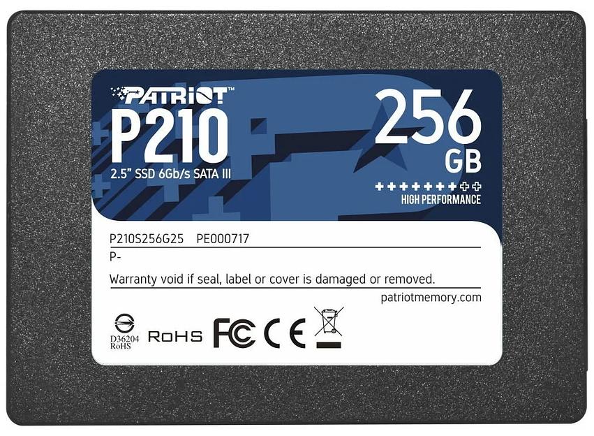 SSD PATRIOT P210 256Гб Наличие SATA 3.0 3D NAND Скорость записи 400 Мб/сек. Скорость чтения 500 Мб/сек. 2,5" TBW 120 Тб P210S256G25 фото 1