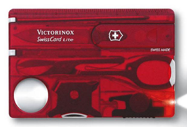 Швейцарская карта Victorinox SwissCard Lite (0.7300.T) красный полупрозрачный коробка подарочная фото 1