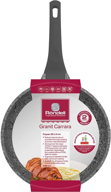 Сковорода Rondell Granit Carrara RDA-1846 круглая 28см покрытие: Quantum2 ручка несъемная (без крышки) серый фото 5