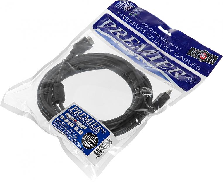 Кабель соединительный аудио-видео Premier 5-813 HDMI (m)/HDMI (m) 5м. феррит.кольца Позолоченные контакты черный фото 4