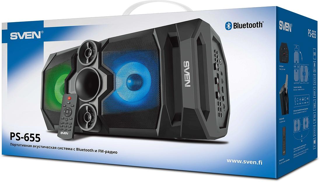 Колонка порт. Sven PS-655 черный 50W 1.0 BT/3.5Jack 4400mAh (SV-020163) фото 7