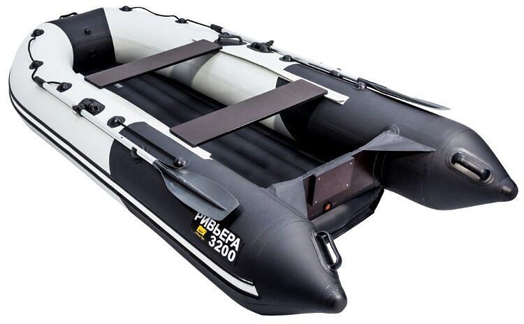 Лодка Ривьера Компакт 3200 НДНД, 3200*1500*420 мм., цвет: серый-черный фото 4