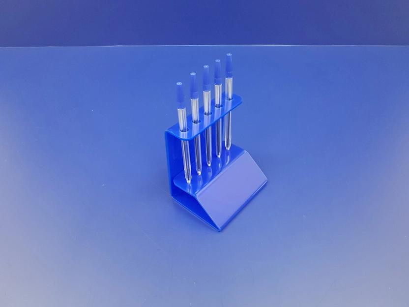Подставка для ручек карандашей кистей 5 секции.(вертикальное размещение, место для логотипа, синяя) фото 1