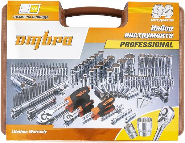OMT94S12 Набор инструмента универсальный 1/4", 1/2"DR с головками торцевыми 12-гранными 1/2"DR, 94 предмета Ombra фото 3