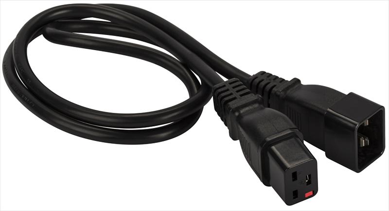 Шнур питания с блокировкой C19-C20, 3х1.5, 220В, 16А, черный, 3 метра (LAN-PP19L/20-3.0-BK) фото 1