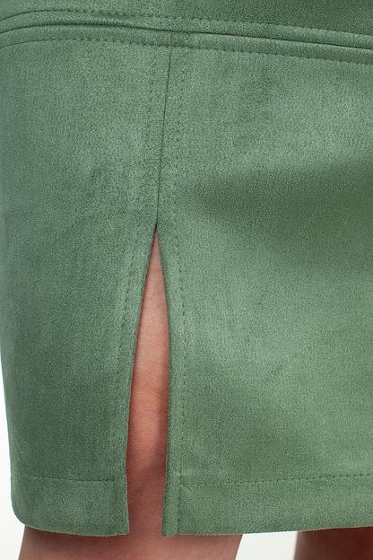 Юбка эко-замша 116/01/Оливковый фото 3