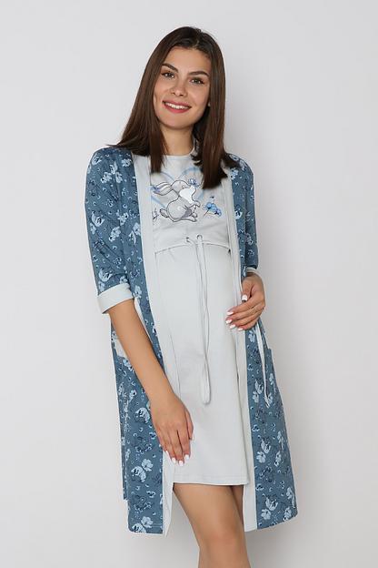 Комплект Style Magro для беременных и кормящих мам «Зайка», серо-синий, опт фото 1