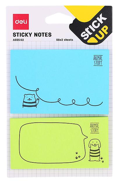 Блок самоклеящийся бумажный Deli Stick UP EA55502 50лист. ассорти 5цв.в упак. несколько размеров европодвес фото 3