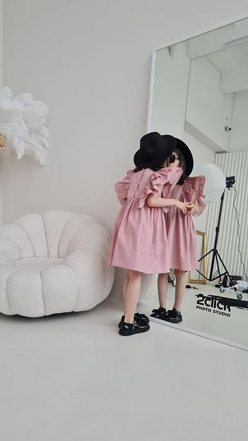 Платье MINI DI «Кенди» горох на пыльно-розовом, сатин, арт.420/145 ОПТ фото 2