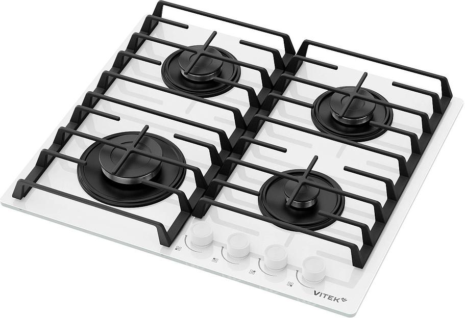 Газовая варочная поверхность Vitek VGH 6420 WG стекло белое фото 1