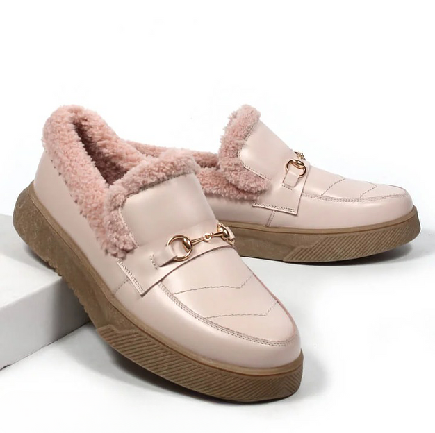 Слипоны утеплённые TAIS из натуральной кожи, арт.MT456 розовый ОПТ фото 1