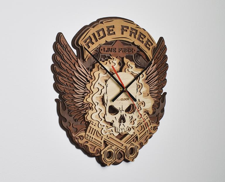 Часы настенные из дерева  «Череп», опт фото 1