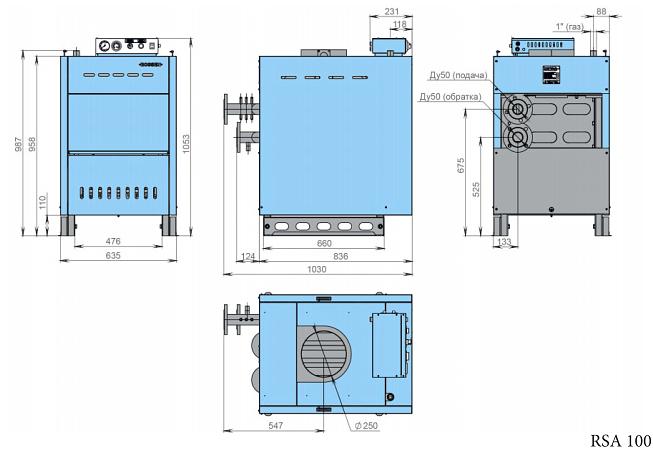 Напольный газовый котел «Rossen» RSA 100 с автоматикой безопасности Honeywell фото 1