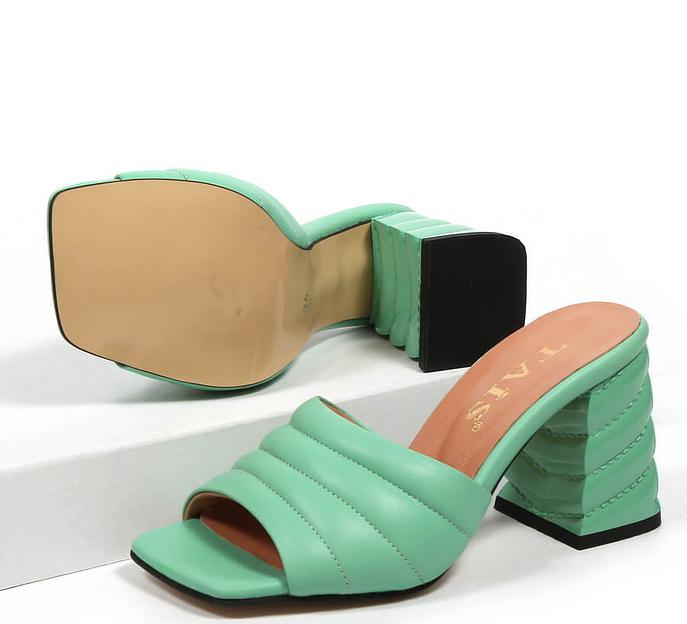 Сабо женские TAIS из натуральной кожи на каблуке, арт.101-n салатовый ОПТ фото 7