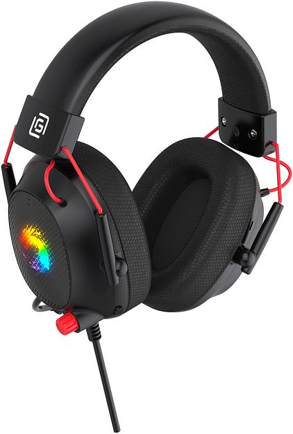 Наушники с микрофоном Оклик HS-L305G черный/красный 2м мониторные оголовье (2060511) фото 6