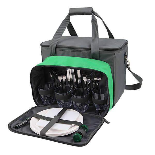 Сумка-холодильник с набором посуды для пикника на 4 персоны «Арктика» серый фото 2