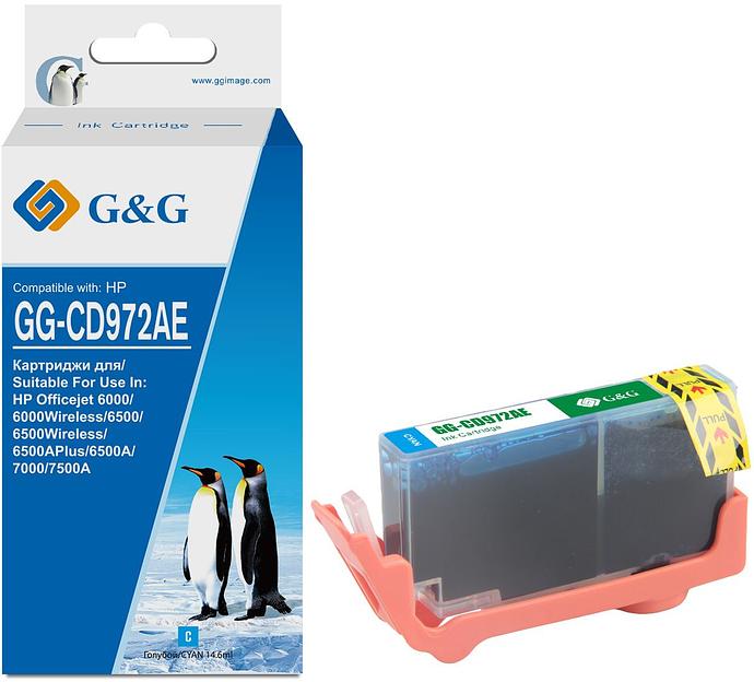 Картридж струйный G&G GG-CD972AE голубой (14.6мл) для HP Officejet 6000/6000Wireless/6500/6500Wireless фото 1