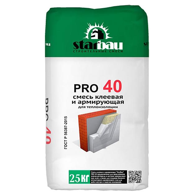 Клей для утеплителя, приклейки и армировки 25кгStarBau PRO 40 фото 1