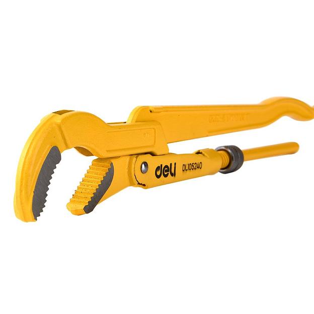 Ключи Deli Трубный рычажный ключ №1 с изогнутыми губками Deli DL105240 315мм, раскрытие губок 0-40мм, сталь Cr-V фото 2