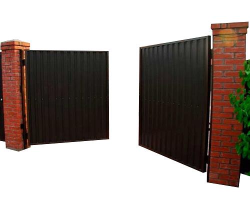 Ворота распашные профнастил фото 1