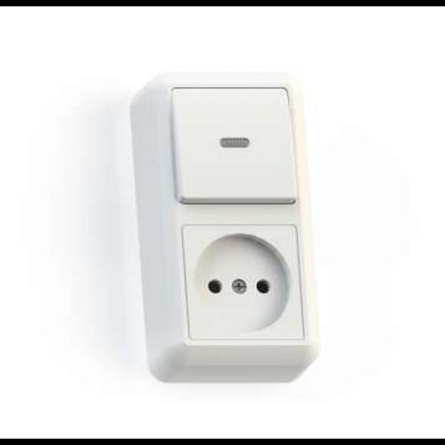Блок комбинированный ОП БКВР-430 Оптима (1-кл. выкл. с подсветкой + розетка) бел. Кунцево 8061 фото 1