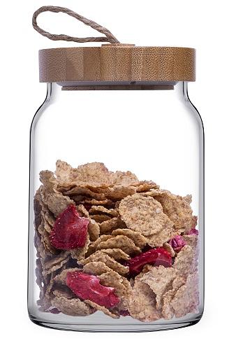 Банка для сыпучих прод. 860 мл. с дерев. крышкой Вуди /1/6/360/ фото 1