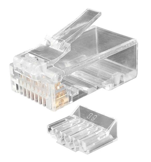 Коннектор Hyperline (PLUG-8P8C-UV-C6-100) UTP кат.6 RJ45 прозрачный (упак.:100шт) фото 2