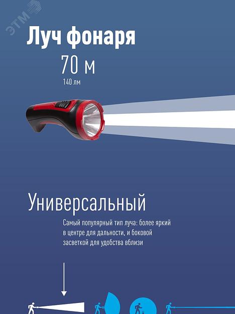 Фонарь ручной Космос KOCACCU101WLED черный/красный 1Вт лам.:светодиод. фото 2