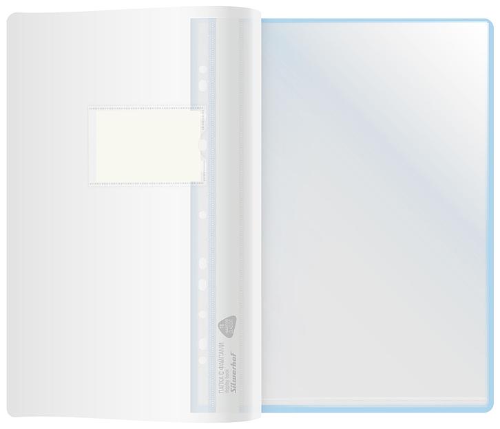 Папка-скоросшиватель Silwerhof A4 прозрач.верх.лист 20 вкладышей боков.перф. полипропилен голубой фото 3
