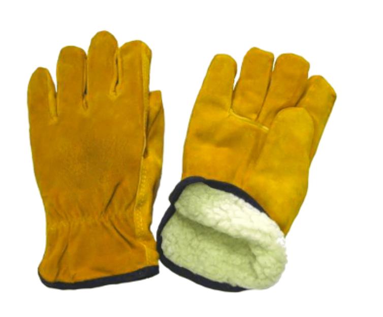 Анатомические желтые перчатки утепленные мехом ОПТ фото 1
