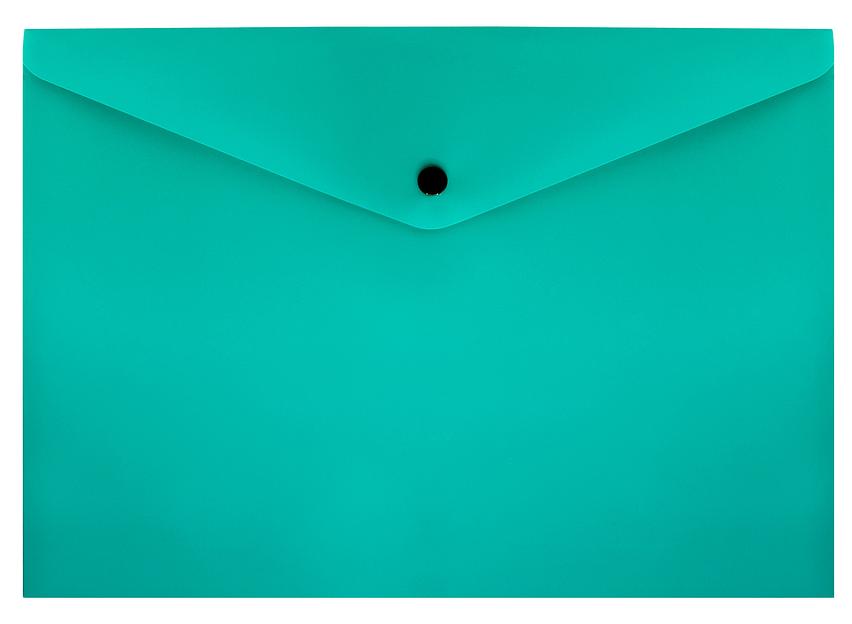 Конверт на кнопке Бюрократ -PK803TTURG A4 пластик 0.15мм бирюзовый фото 1