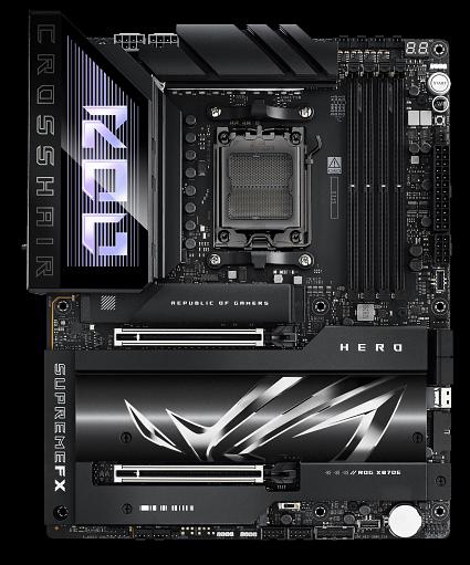 Материнская плата Asus ROG CROSSHAIR X870E HERO SocketAM5 AMD X870 4xDDR5 ATX AC`97 8ch(7.1) 5Gigabit + 2.5Gigabit Ethernet RAID+HDMI фото 1