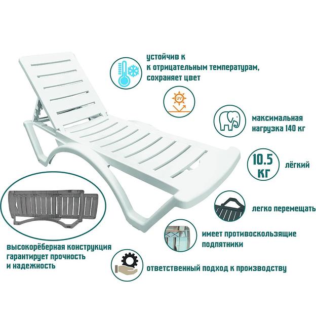 Шезлонг пластиковый 187х57х47 см, под заказ фото 3