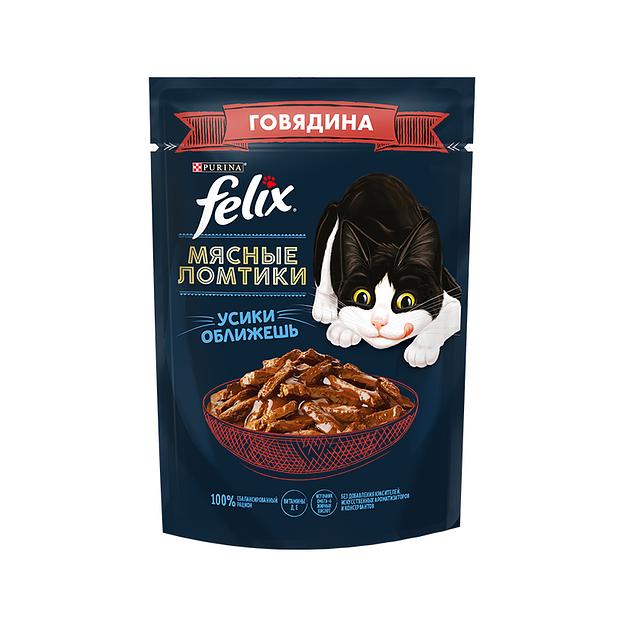 Влажный корм для кошек Felix® Мясные Ломтики с говядиной, 85 г фото 1