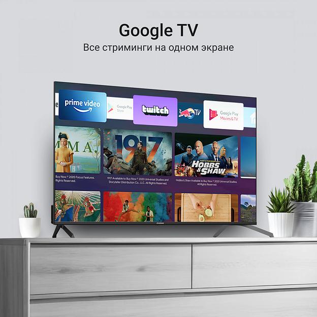 Телевизор QLED Digma 55" DM-LED55UQB31 Google TV Frameless Metal черный/черный 4K Ultra HD 60Hz MEMC DVB-T DVB-T2 DVB-C DVB-S DVB-S2 USB WiFi Smart TV фото 3